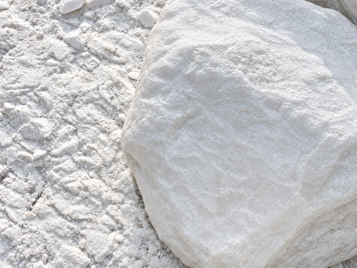 Large Afghan talc lump beside smaller fragments